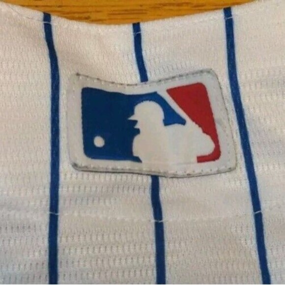 Majestic Chicago Cubs CoolBase Pinstripe Jersey XL w/2016 Postseason Patch Rare - Picture 13 of 13